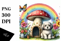 Dog House, Large Mushroom, Striking Rainbow | Clipart Product Image 3