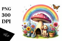 Dog House, Large Mushroom, Striking Rainbow | Clipart Product Image 3