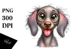 Happy Crazy Fur Baby Cartoon Weimaraner PNG Product Image 1