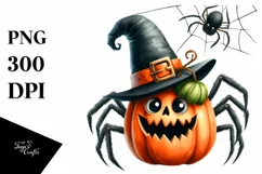 Funny Halloween Spider Watercolor Clipart Product Image 3