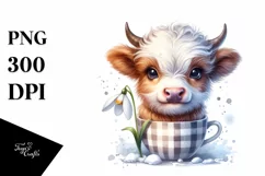 Cute Baby Highland Cow Snowdrop Cup | Sublimation Clipart Product Image 3