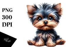 Watercolor Yorkshire Terrier Sitting Funny Haircut Clipart Product Image 1