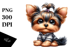 Watercolor Yorkshire Terrier Sitting Funny Haircut Clipart Product Image 1