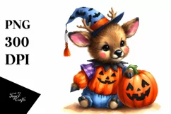 cute Baby Elk Halloween Pumpkin | Sublimation | Clipart Product Image 1