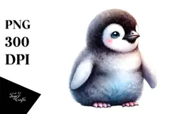 Baby Penguin with Big Eyes PNG Product Image 1