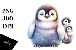 Baby Penguin with Big Eyes PNG Product Image 1