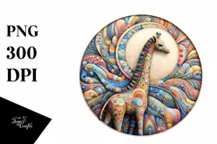 Colorful 3D Round Ornament With Giraffe PNG Product Image 1