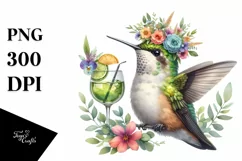Young Hummingbird with Flower Wreath | Sublimation | Clipart Product Image 1