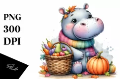 Colorful Baby Hippo Sitting Watercolor Style Product Image 3