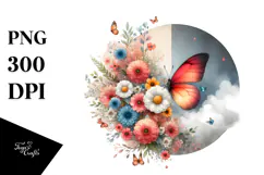 Modern Butterfly Flowers PNG Product Image 1