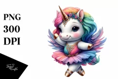 colorful Unicorn with Contemporary Dancer's Outfit PNG Product Image 1