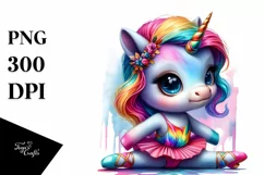 colorful Unicorn with Contemporary Dancer's Outfit PNG Product Image 3
