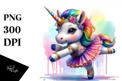 colorful Unicorn with Contemporary Dancer's Outfit PNG Product Image 1