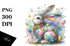 Colorful Pastel Bunny Made of with Golden Insertions on Product Image 1