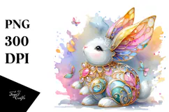 Colorful Pastel Bunny Made of with Golden Insertions on Product Image 1