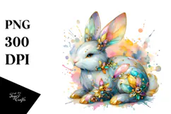 Colorful Pastel Bunny Made of with Golden Insertions on Product Image 1