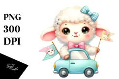 Colorful Baby Lamb with Tiny Bowtie PNG Product Image 1