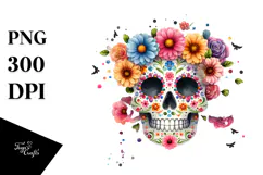 Colorful Spring Skull Painting, Transparent PNG Product Image 1