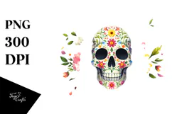 Colorful Spring Skull Painting, Transparent PNG Product Image 1