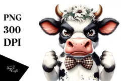 Quirky Highland Cow with Squirrel, PNG Product Image 1