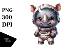 Energetic Baby Rhino in Watercolor PNG Product Image 1