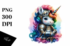 colorful Unicorn with Knight's Armor PNG Product Image 3