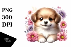 Watercolor Babydog Chrysanthemum | Clipart Product Image 1
