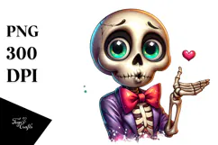 Funny Skeleton Blowing Kiss PNG Product Image 1