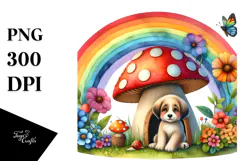 Colorful DOG House Mushroom Rainbow | Clipart Product Image 1