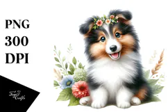 Baby Collie with Big Eyes PNG Product Image 1