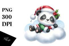 Cute Baby Panda Dressed for Christmass Sleeping on Cloud Product Image 1