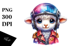 Playful Baby Lamb in Disco Outfit Product Image 1