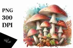 Pastel Mushroom Watercolor PNG Product Image 1