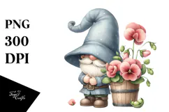 Sweet Pea Gnome with Daisy Floral PNG Product Image 1