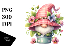 Cute GNOME with Sweet Pea PNG Product Image 1