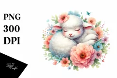 Colorful Watercolor Cute Baby Lamb Product Image 1
