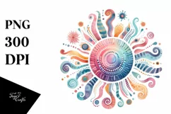 Whimsical Colorful Pastel Sun Sublimation Clipart Product Image 3
