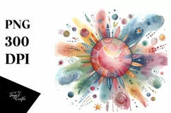 Whimsical Colorful Pastel Sun Sublimation Clipart Product Image 1