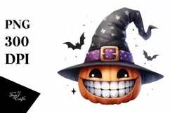 Funny Watercolor Halloween Hat Clipart Product Image 1
