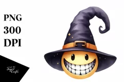 Funny Halloween Hat Smile Watercolor Clipart Product Image 1