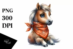 Proud Horse Sitting with Bandana | Sublimation | Clipart Product Image 1