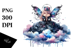 Gothic Fairy on a Cloud, Transparent PNG Product Image 1
