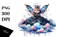 Gothic Fairy on a Cloud, Transparent PNG Product Image 1