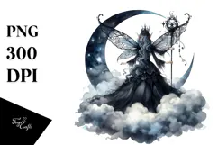 Gothic Fairy on a Cloud, Transparent PNG Product Image 1