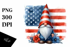 Vintage Gnome with USA Flag | Sublimation | Clipart Product Image 3