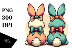 Colorful Retro Bunny with Vintage Bow PNG Product Image 1