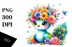 Vibrant Peacock Clipart, Transparent PNG Product Image 3