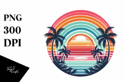 Retro Tropical Rainbow Sunset | Sublimation | PNG Clipart Product Image 3