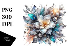 Shiny Abstract Gardenia with Metallic Insertions | Product Image 1