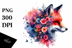 Abstract Watercolor Vibrant Fox | Sublimation | PNG Clipart Product Image 1